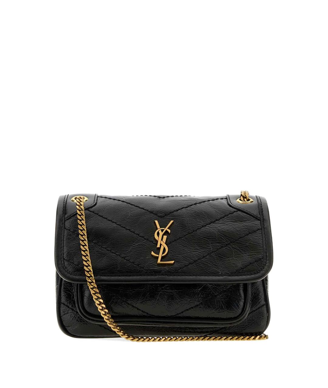 SAINT LAURENT Черная кожаная сумка через плечо, фото 1