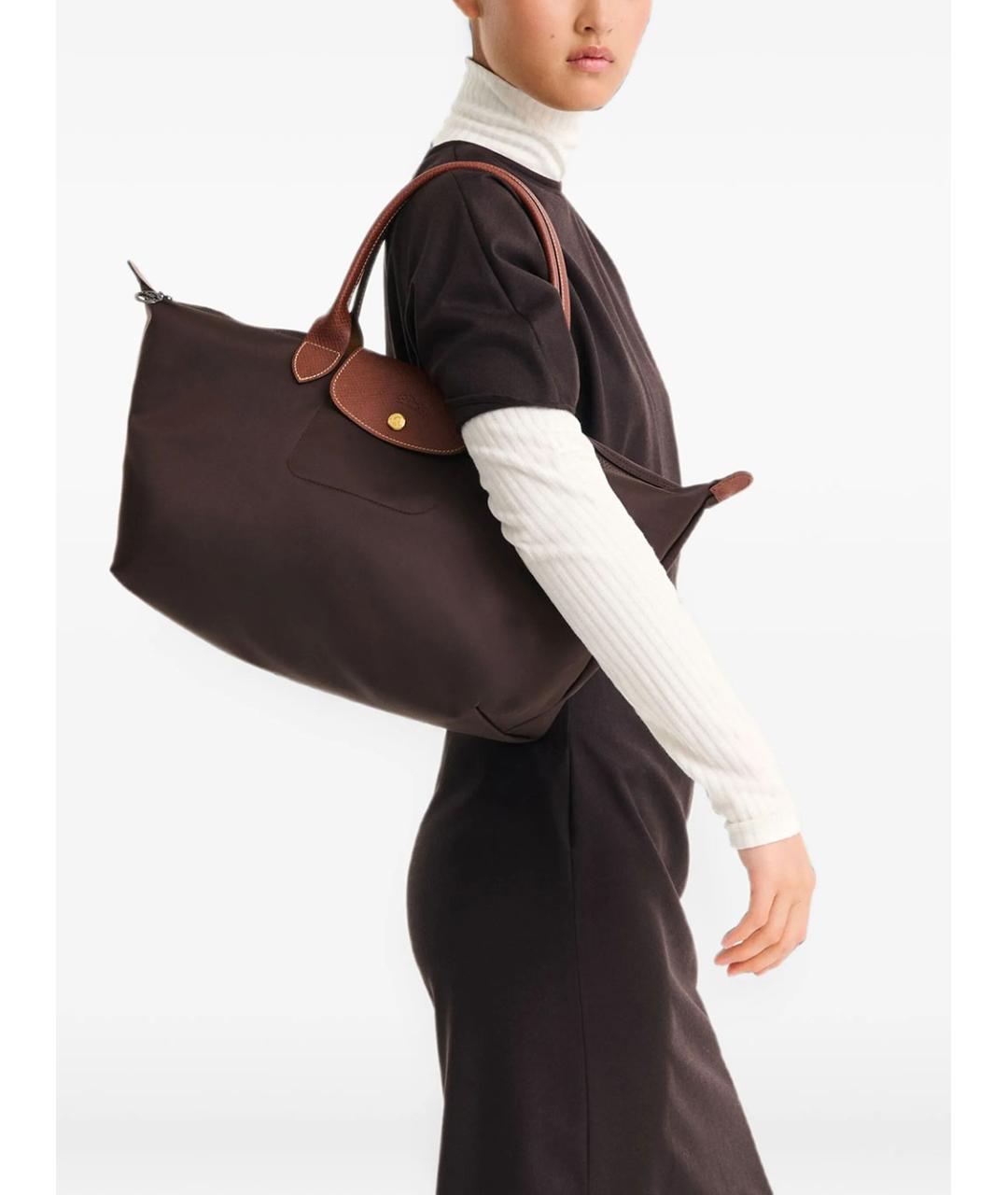 LONGCHAMP Коричневая синтетическая сумка тоут, фото 2