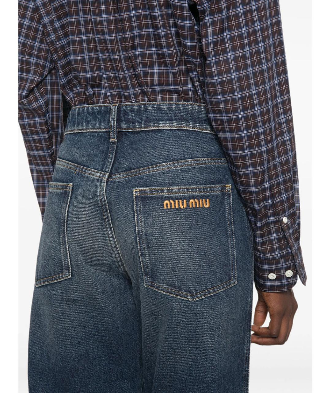 MIU MIU Синие хлопковые прямые джинсы, фото 3