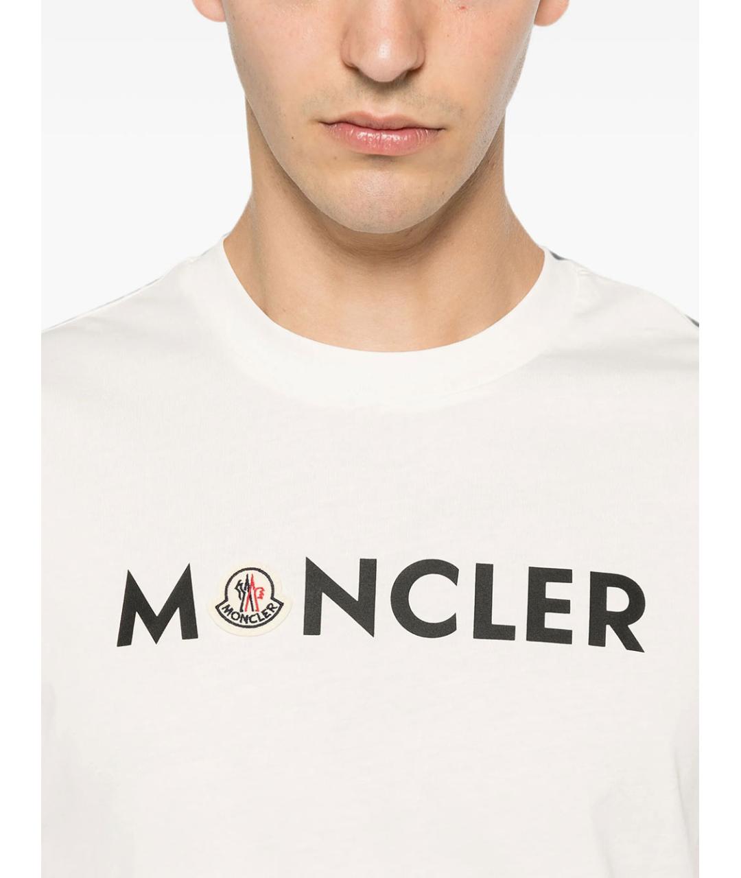 MONCLER Бежевая хлопковая футболка, фото 4