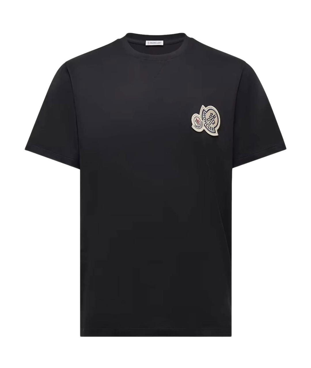 MONCLER Черная хлопковая футболка, фото 1