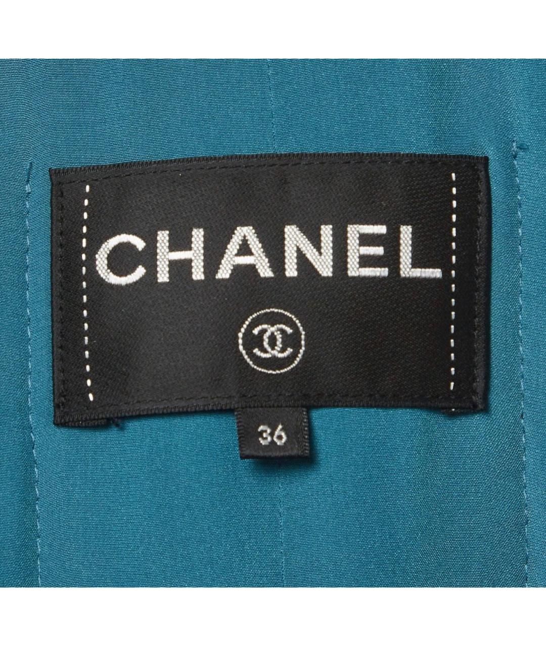 CHANEL Бирюзовый хлопковый жакет/пиджак, фото 3