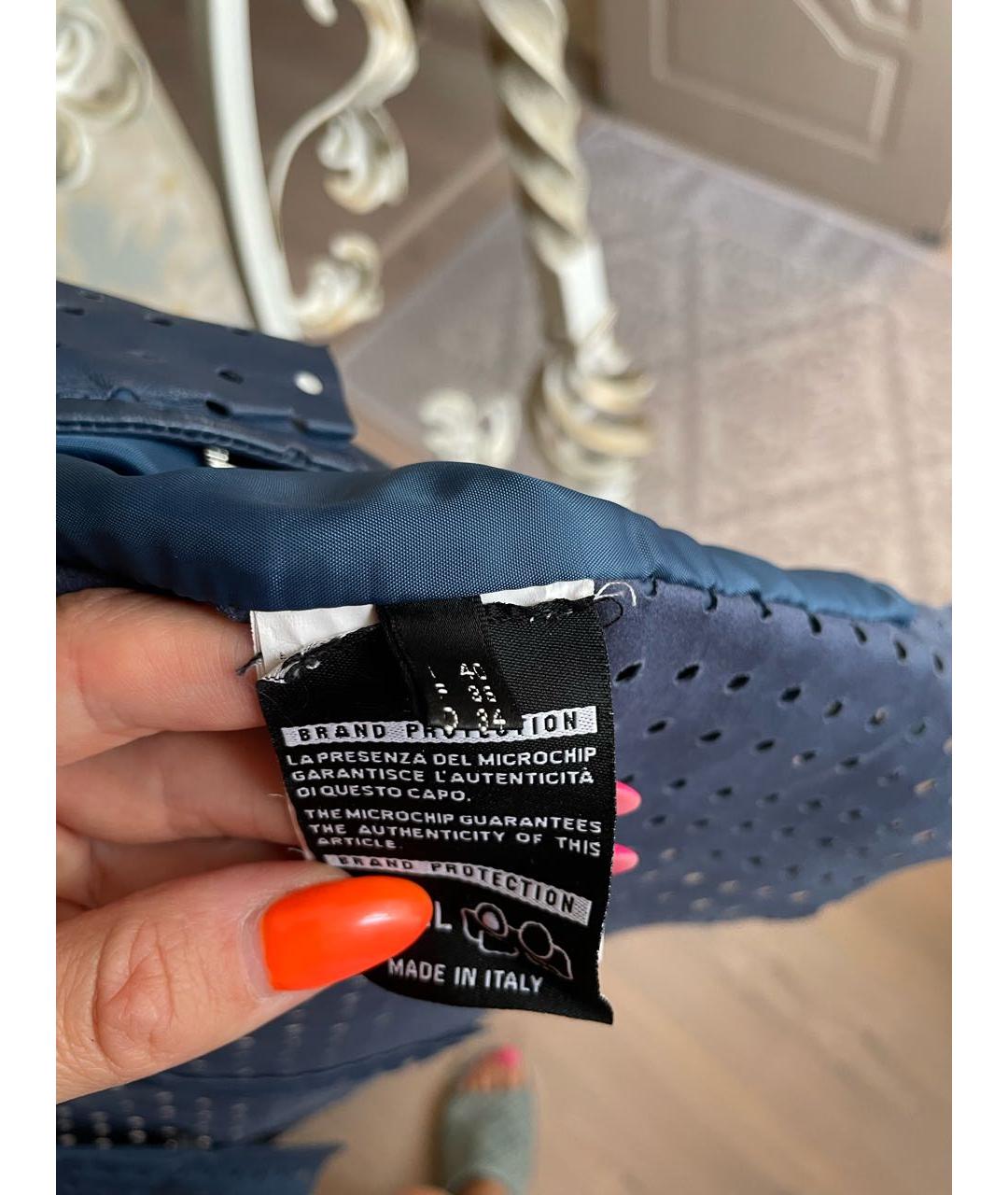 DIEGO M Темно-синяя кожаная куртка, фото 6