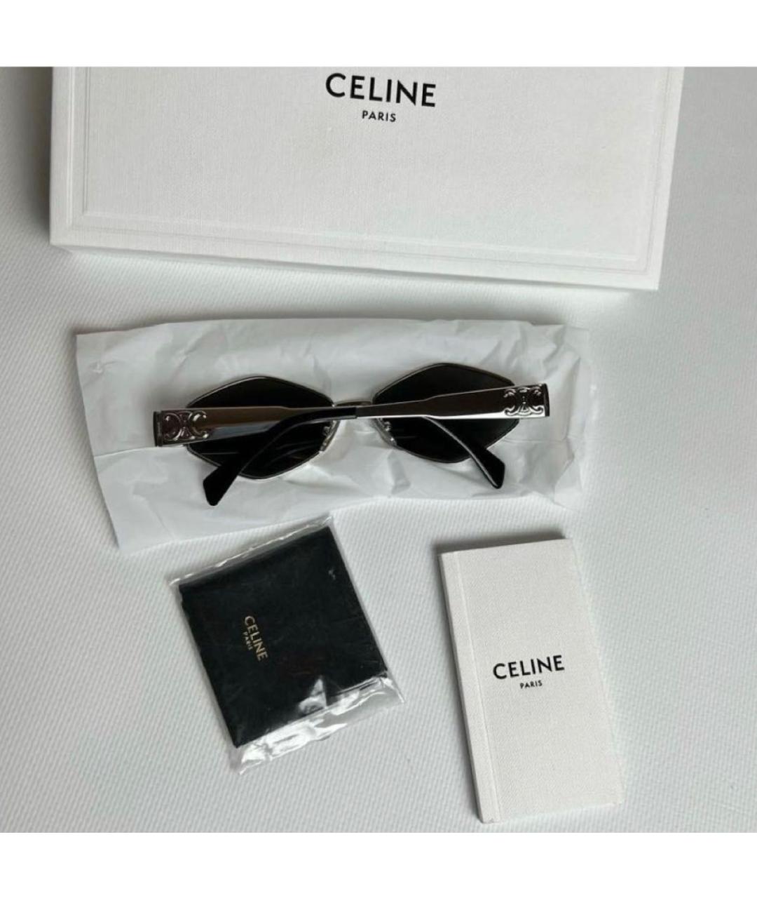 CELINE Серебряные металлические солнцезащитные очки, фото 3