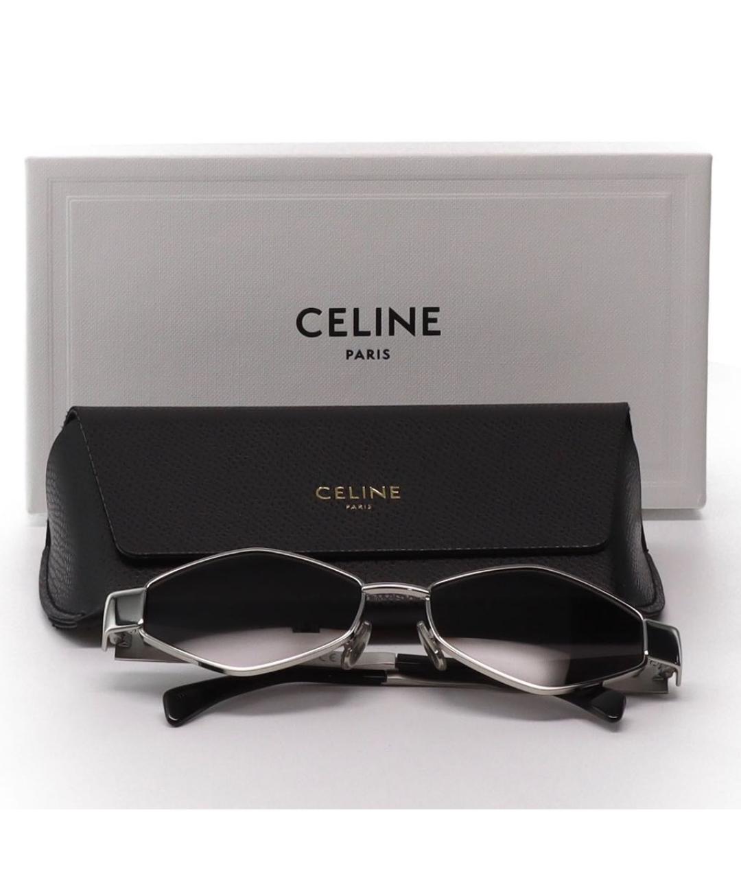 CELINE Серебряные металлические солнцезащитные очки, фото 2