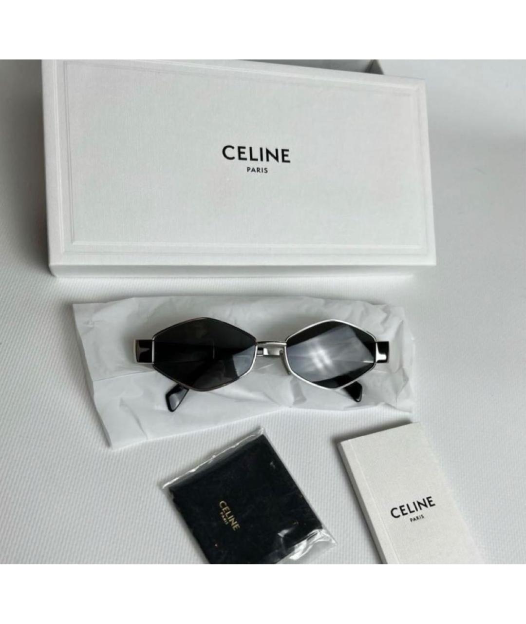 CELINE Серебряные металлические солнцезащитные очки, фото 7