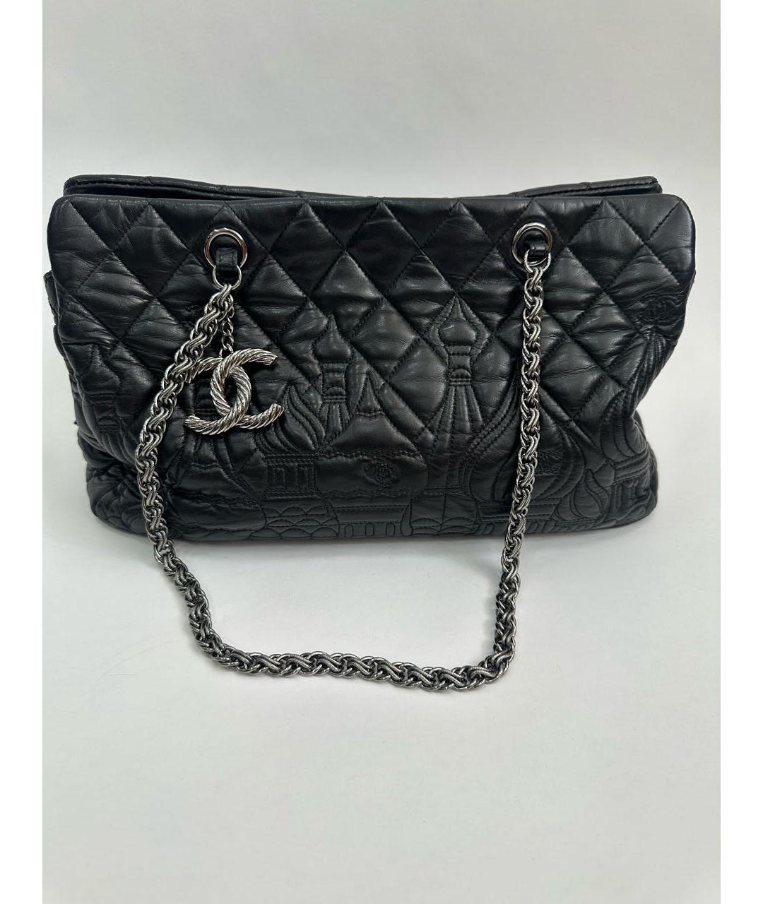 CHANEL Черная кожаная сумка тоут, фото 9