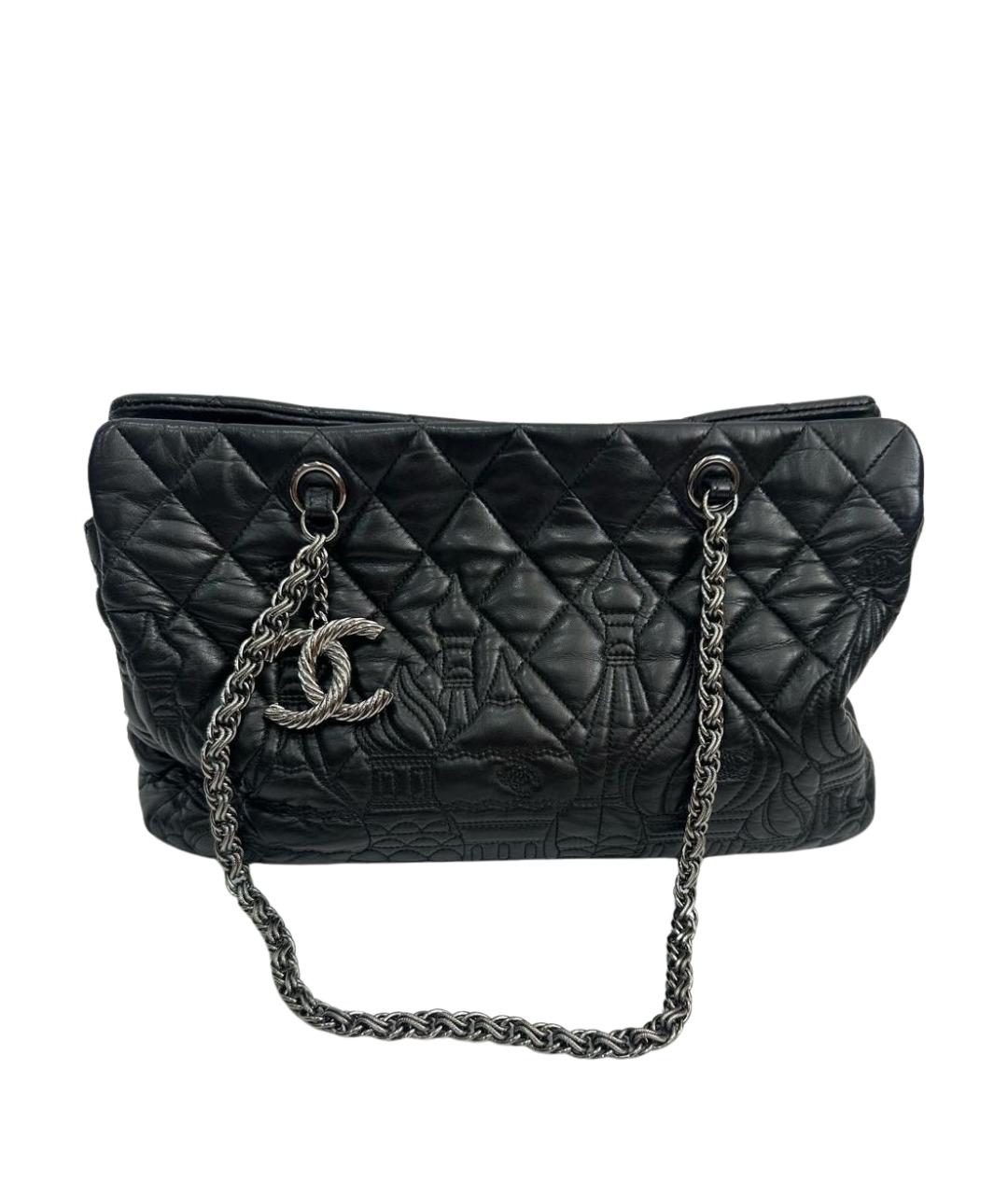 CHANEL Черная кожаная сумка тоут, фото 1