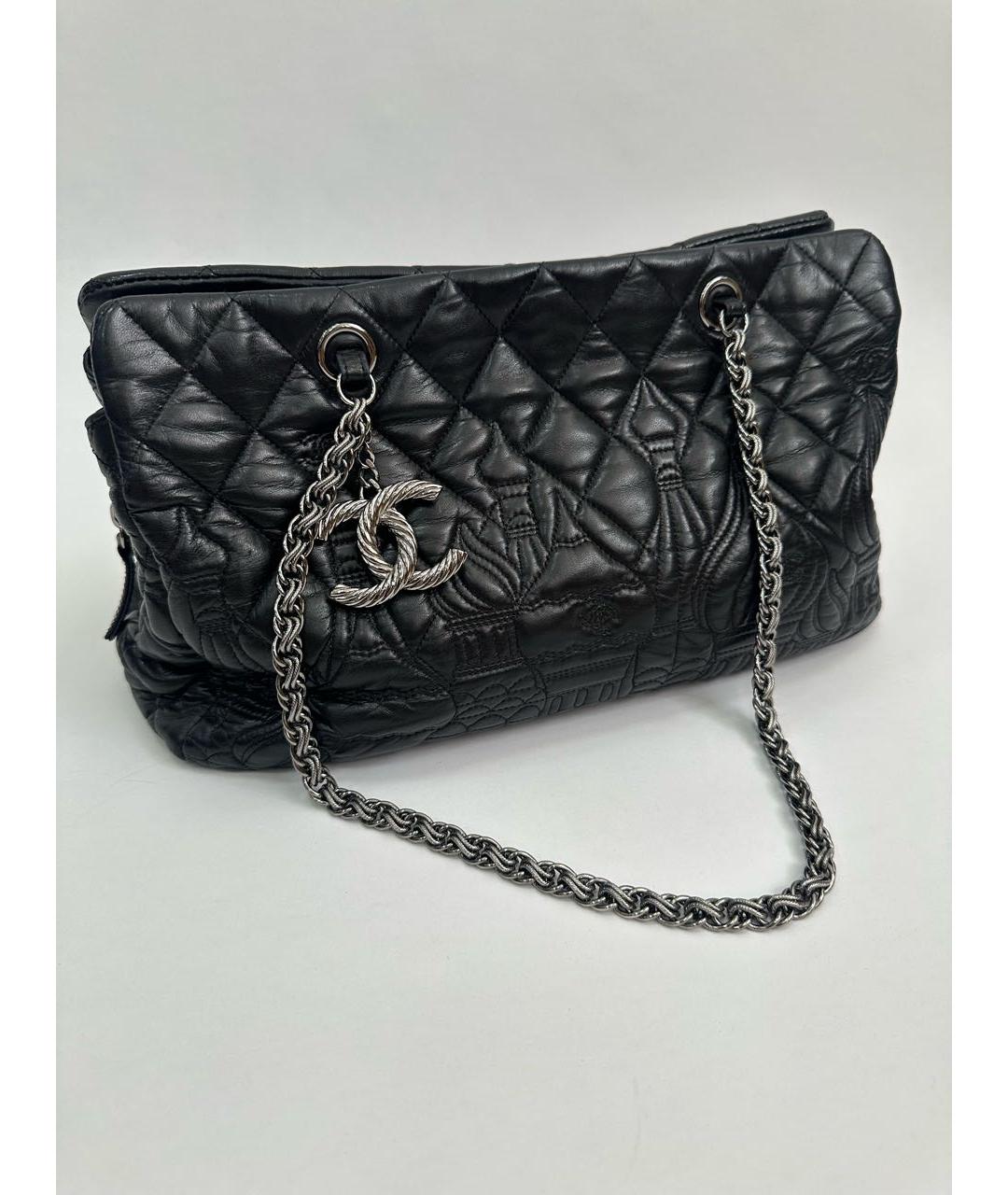 CHANEL Черная кожаная сумка тоут, фото 8