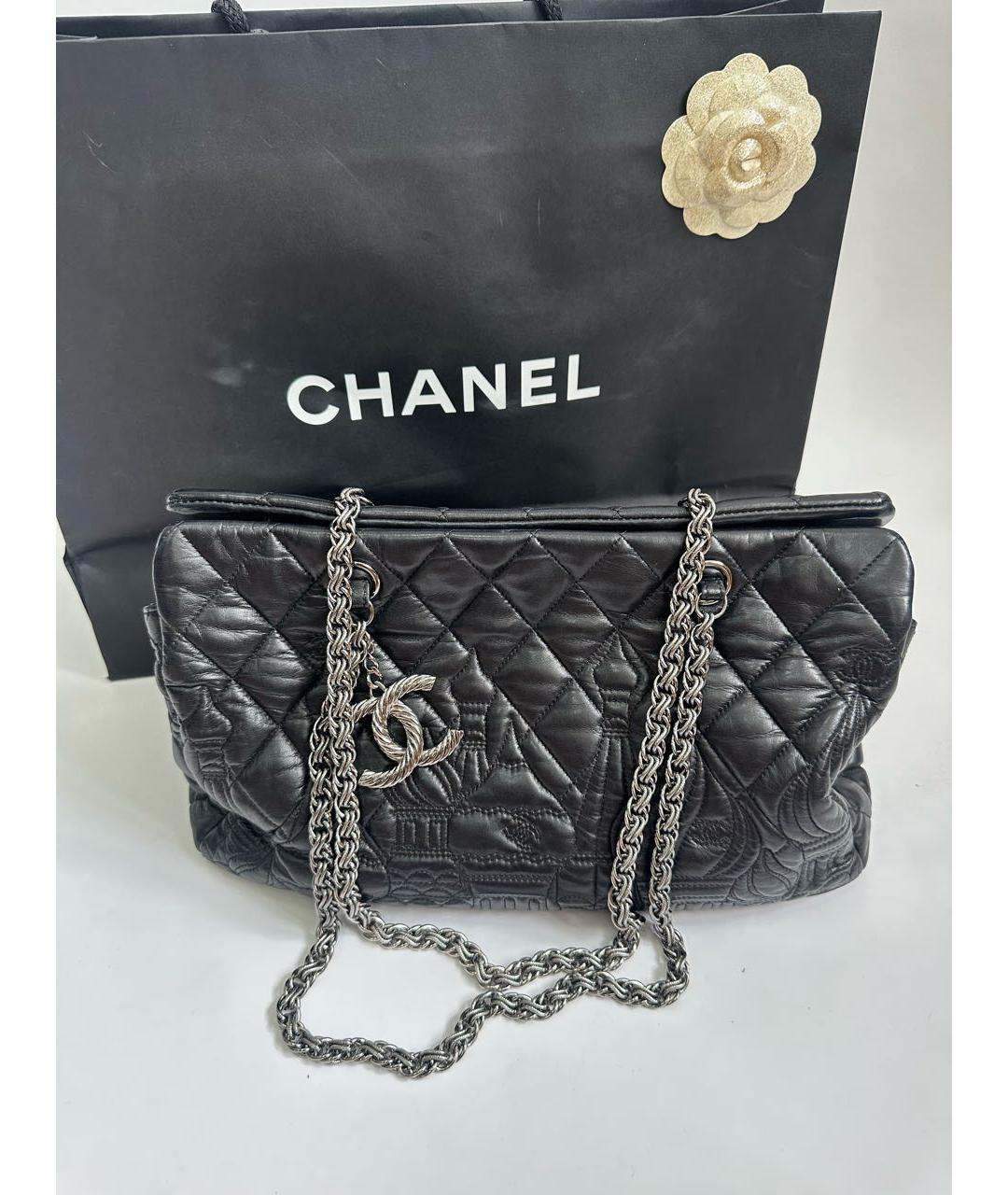 CHANEL Черная кожаная сумка тоут, фото 6