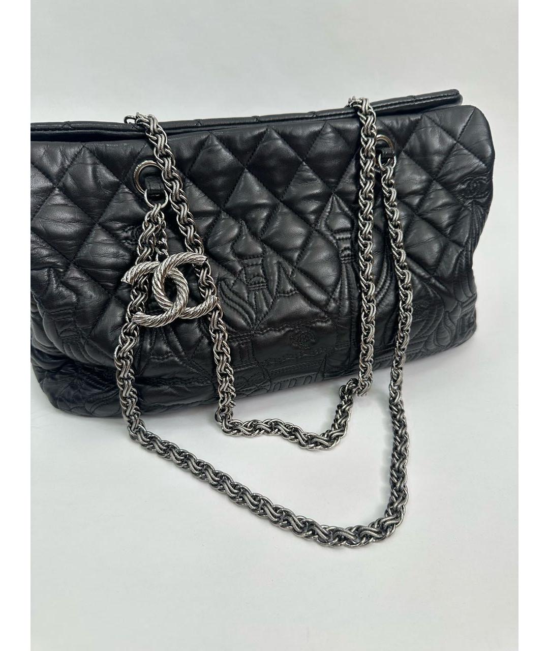 CHANEL Черная кожаная сумка тоут, фото 7