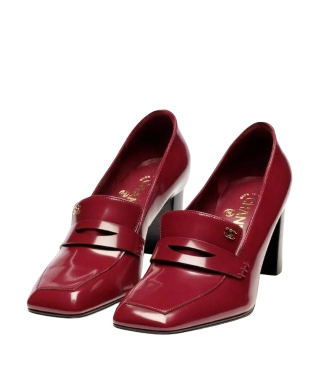 CHANEL Бордовые лоферы из лакированной кожи, фото 2