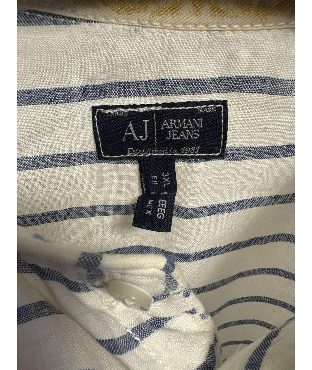 ARMANI JEANS Белая льняная кэжуал рубашка, фото 3