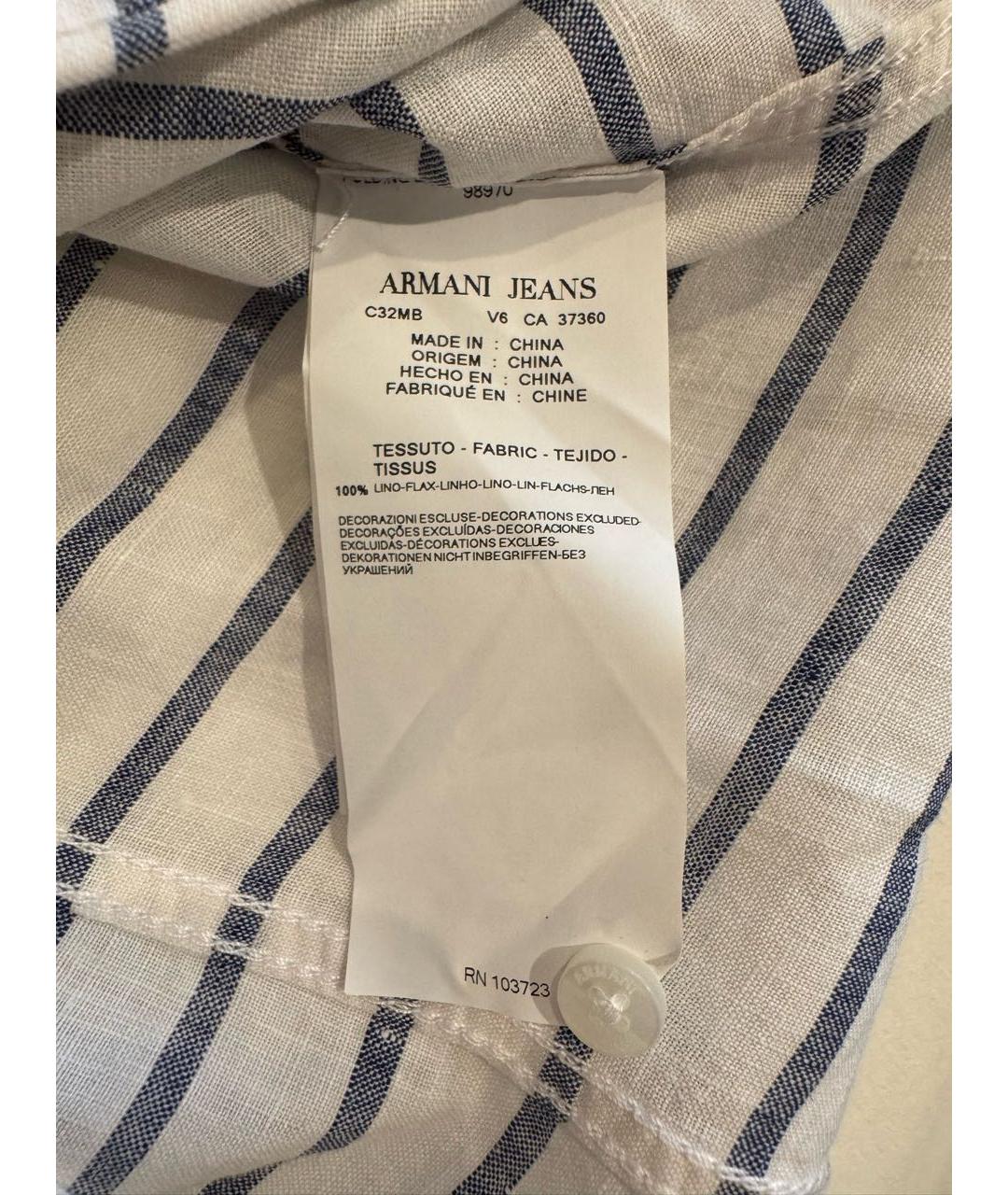 ARMANI JEANS Белая льняная кэжуал рубашка, фото 5