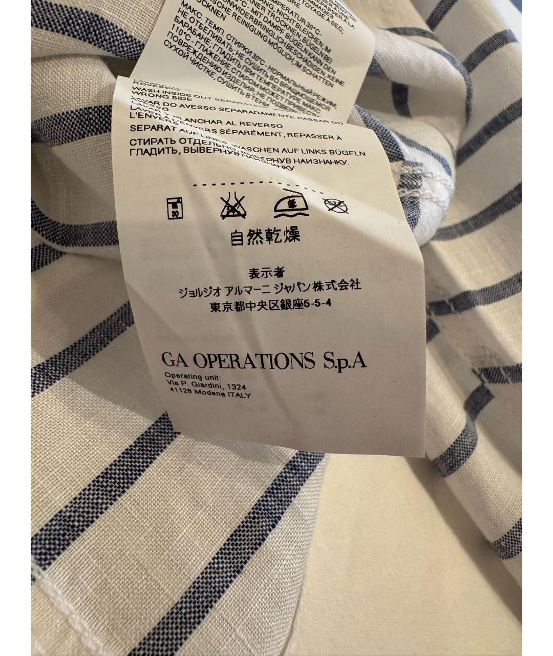 ARMANI JEANS Белая льняная кэжуал рубашка, фото 6