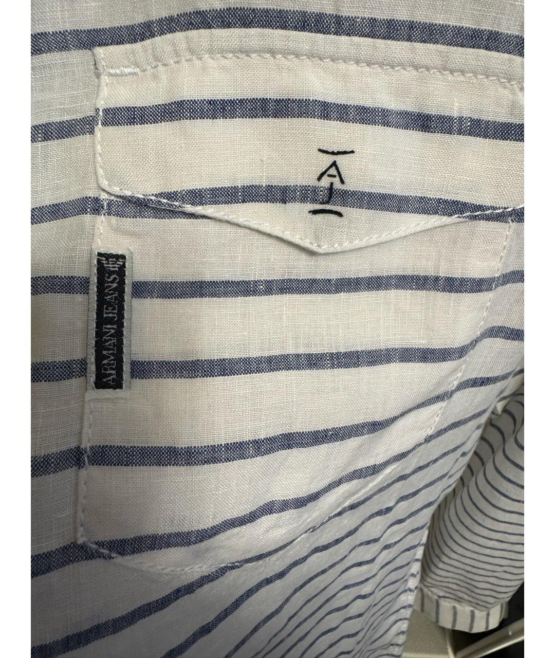 ARMANI JEANS Белая льняная кэжуал рубашка, фото 4