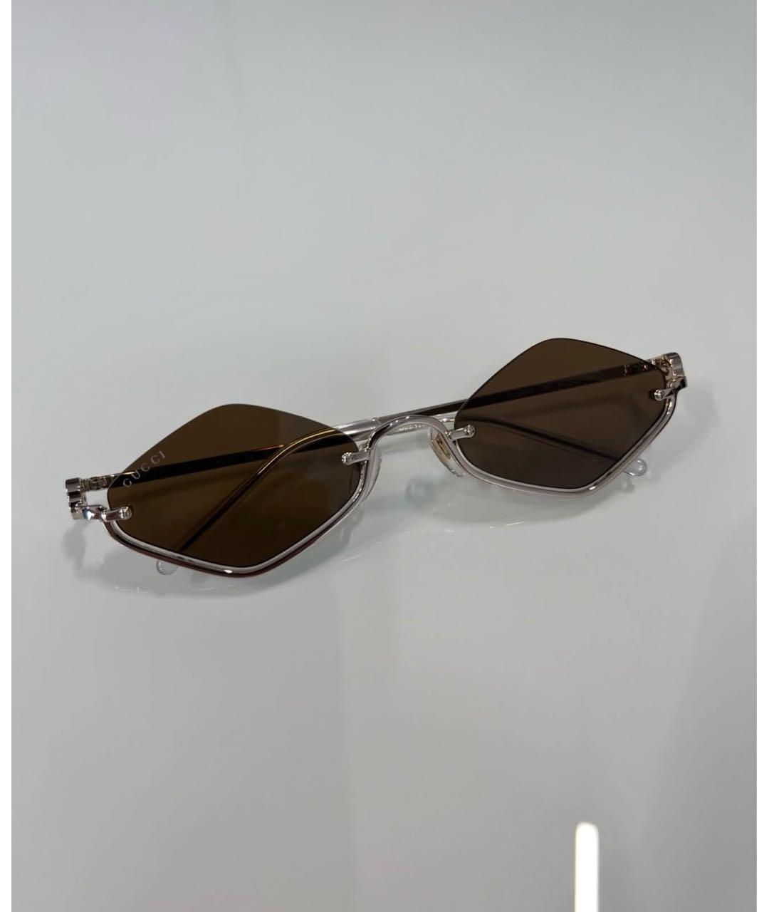 GUCCI Коричневые металлические солнцезащитные очки, фото 2