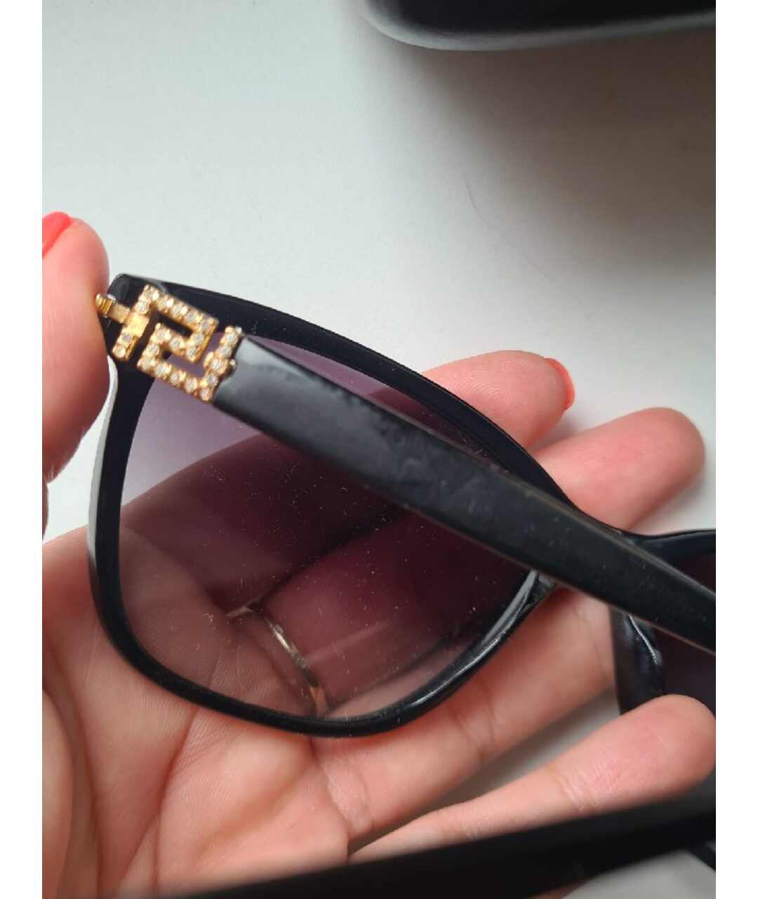 VERSACE Черные пластиковые солнцезащитные очки, фото 5