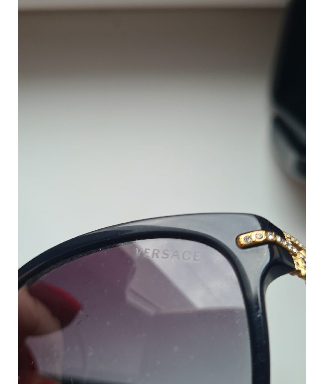 VERSACE Черные пластиковые солнцезащитные очки, фото 7