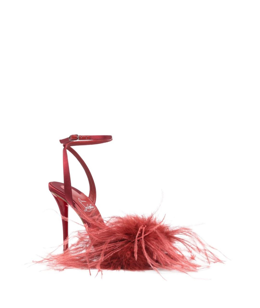 CHRISTIAN LOUBOUTIN Красные текстильные босоножки, фото 4