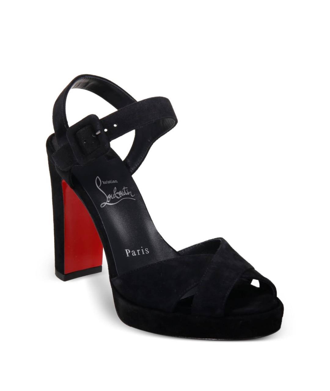 CHRISTIAN LOUBOUTIN Черные замшевые босоножки, фото 3