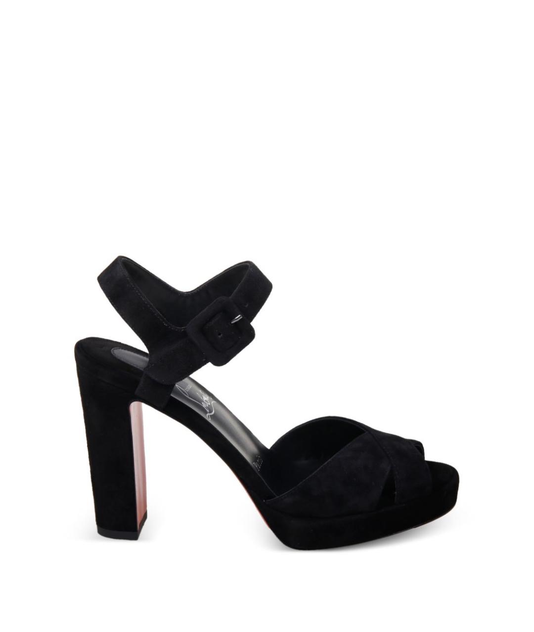 CHRISTIAN LOUBOUTIN Черные замшевые босоножки, фото 1