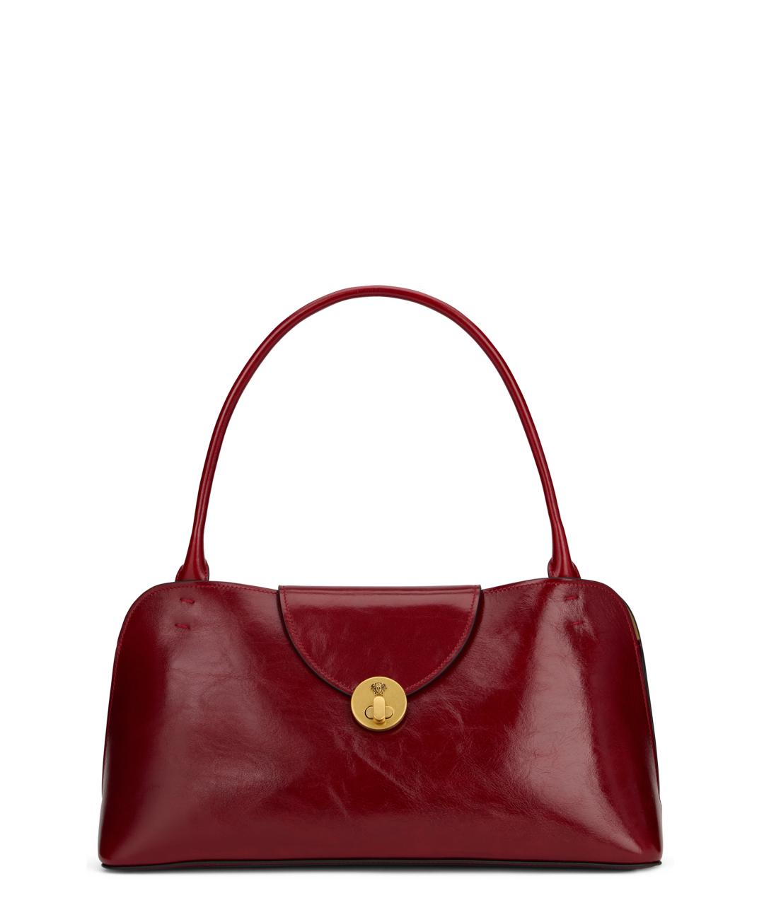 VERSACE Бордовая кожаная сумка тоут, фото 1
