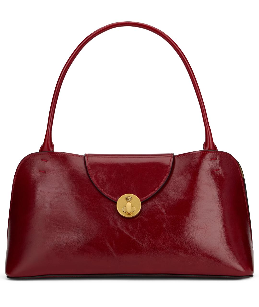 VERSACE Бордовая кожаная сумка тоут, фото 2