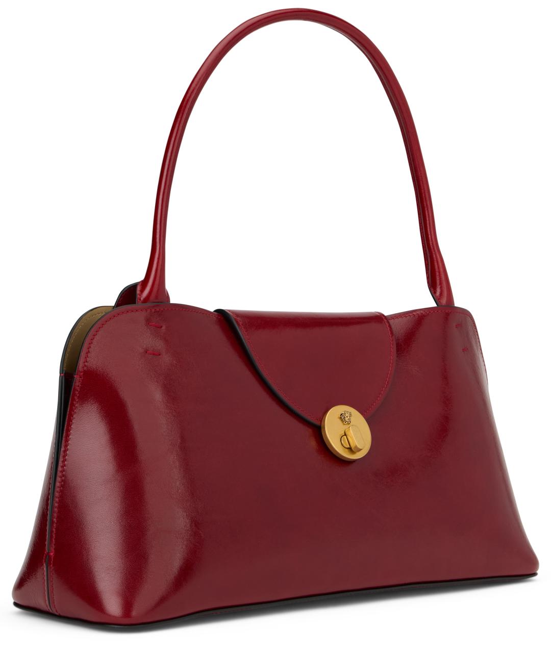 VERSACE Бордовая кожаная сумка тоут, фото 3