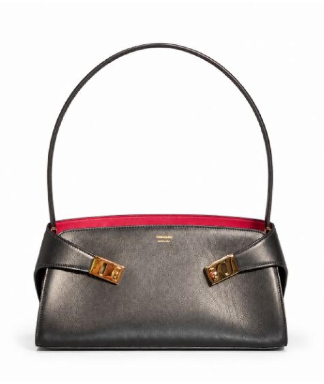 FERRAGAMO Черная кожаная сумка через плечо, фото 1
