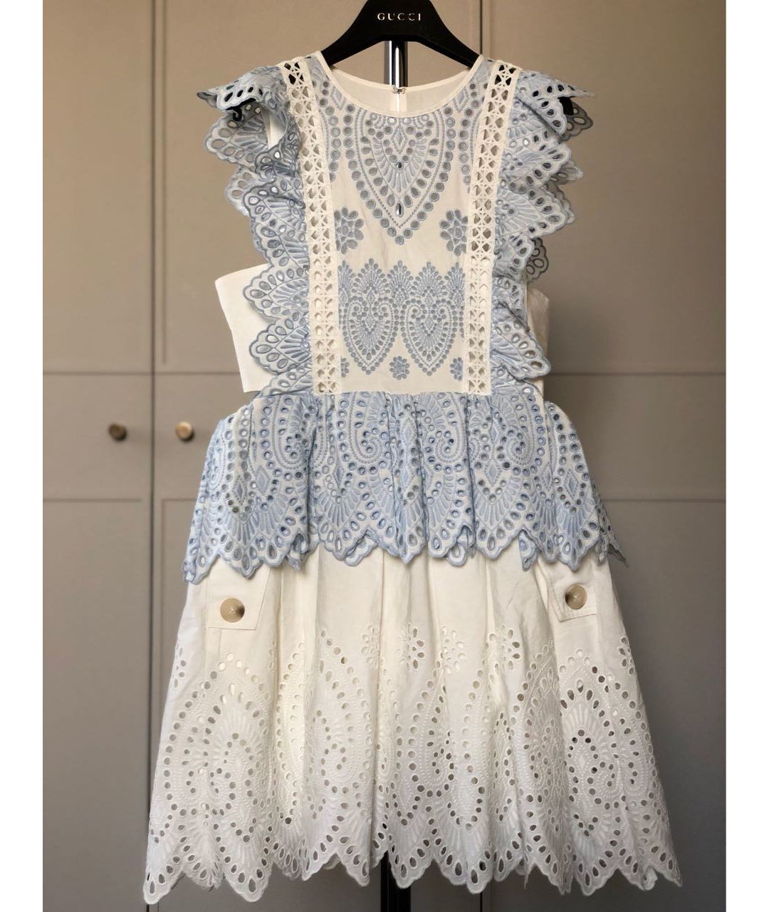 SELF-PORTRAIT Белое хлопковое повседневное платье, фото 6