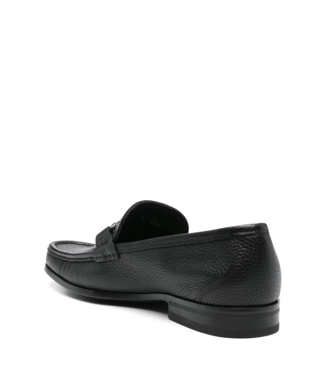 FERRAGAMO Черные кожаные лоферы, фото 5