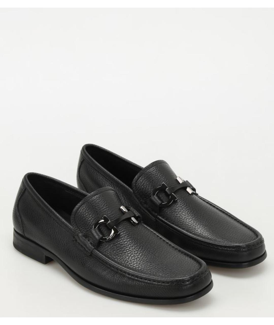 FERRAGAMO Черные кожаные лоферы, фото 2