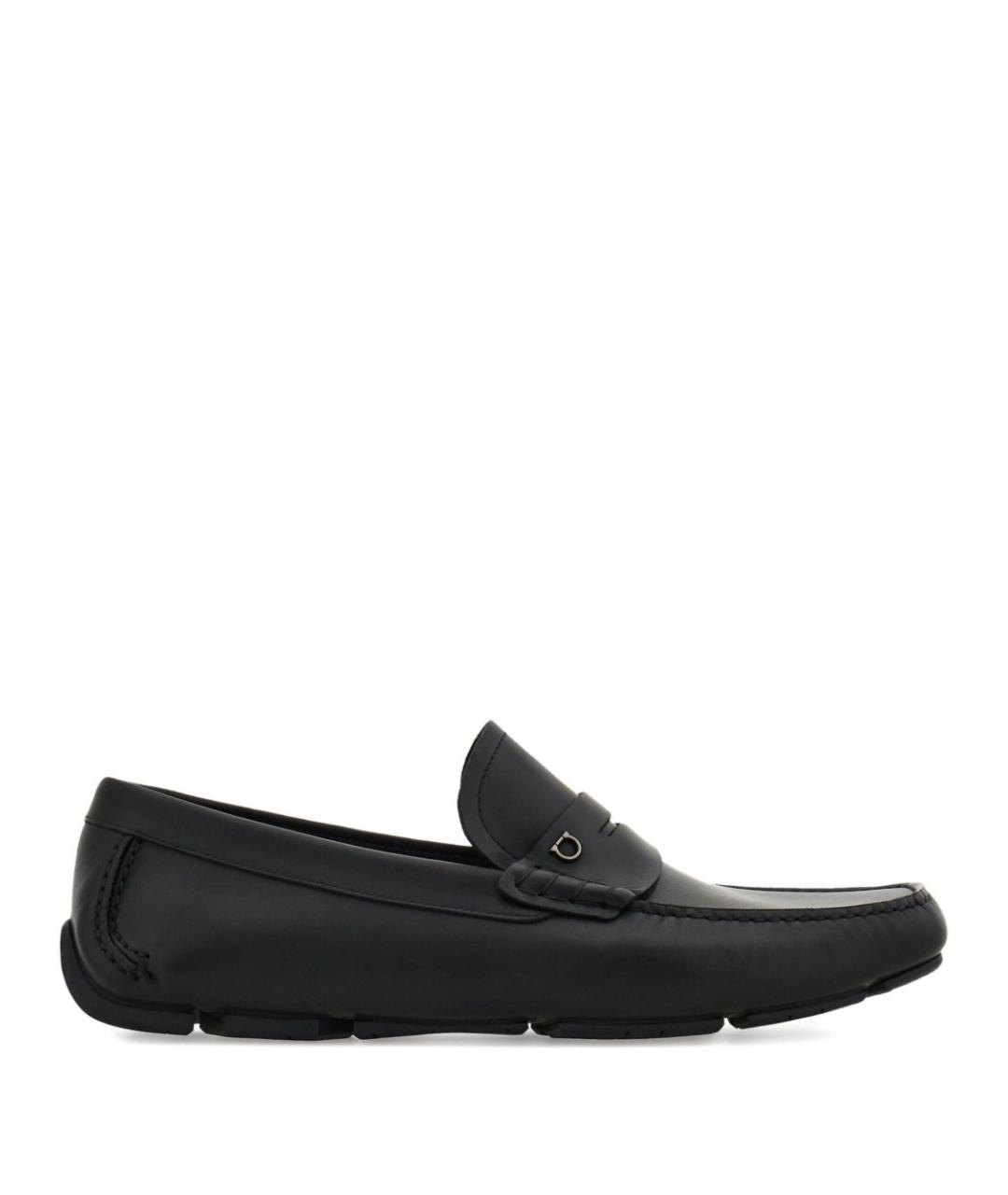 FERRAGAMO Черные кожаные лоферы, фото 5