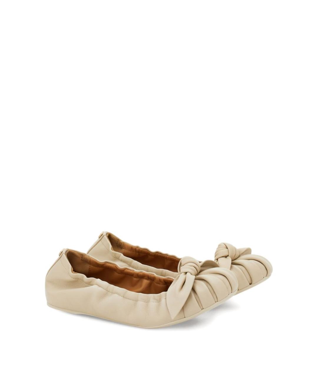 FERRAGAMO Бежевые кожаные балетки, фото 4