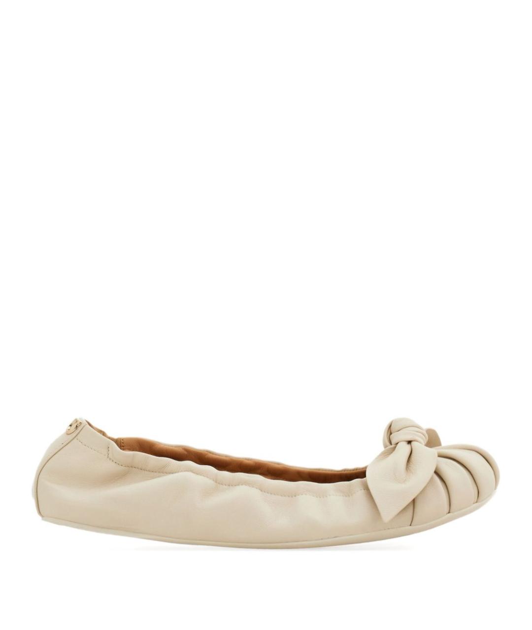 FERRAGAMO Бежевые кожаные балетки, фото 1