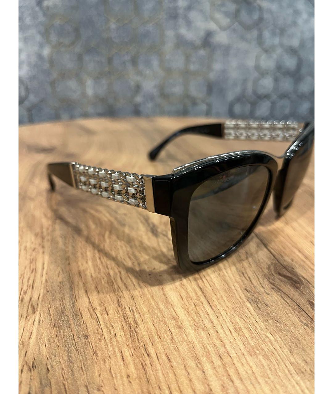 CHANEL Черные пластиковые солнцезащитные очки, фото 3