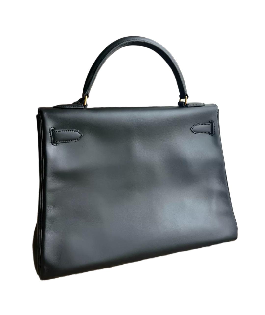 HERMES Черная кожаная сумка с короткими ручками, фото 4