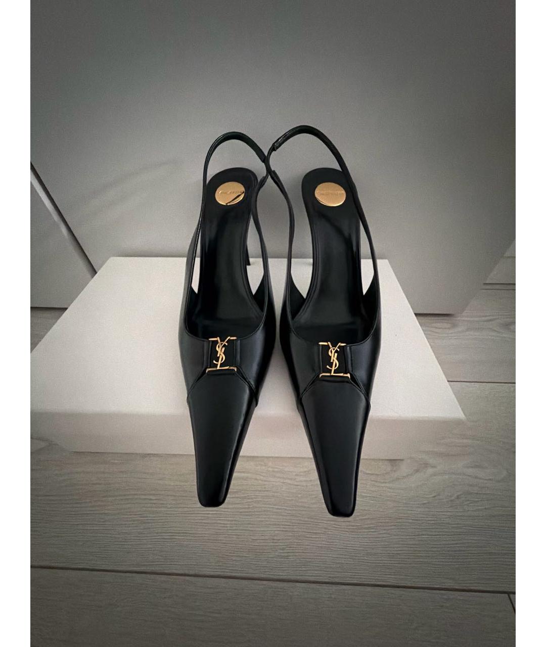 SAINT LAURENT Черные кожаные туфли, фото 2