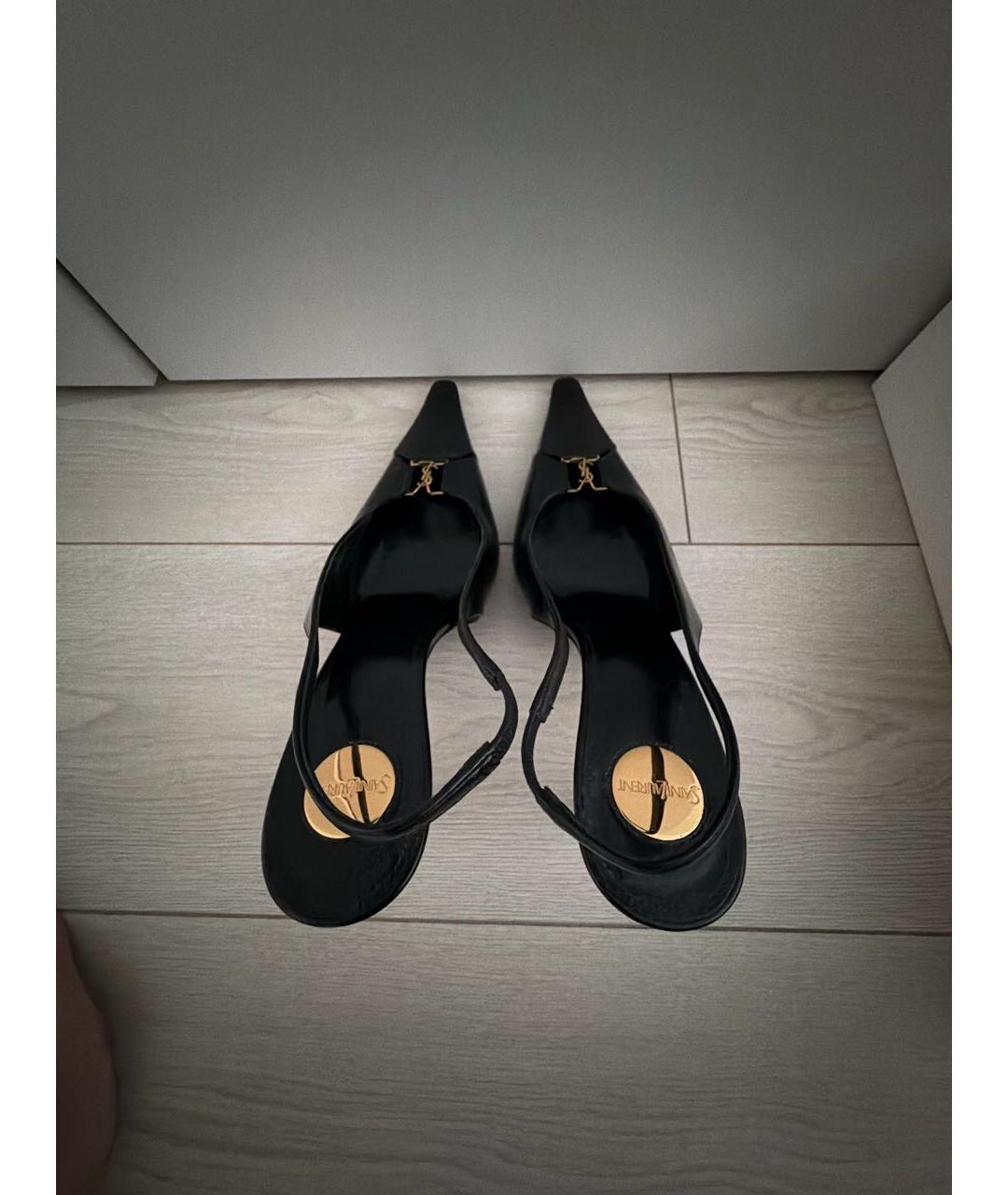 SAINT LAURENT Черные кожаные туфли, фото 3