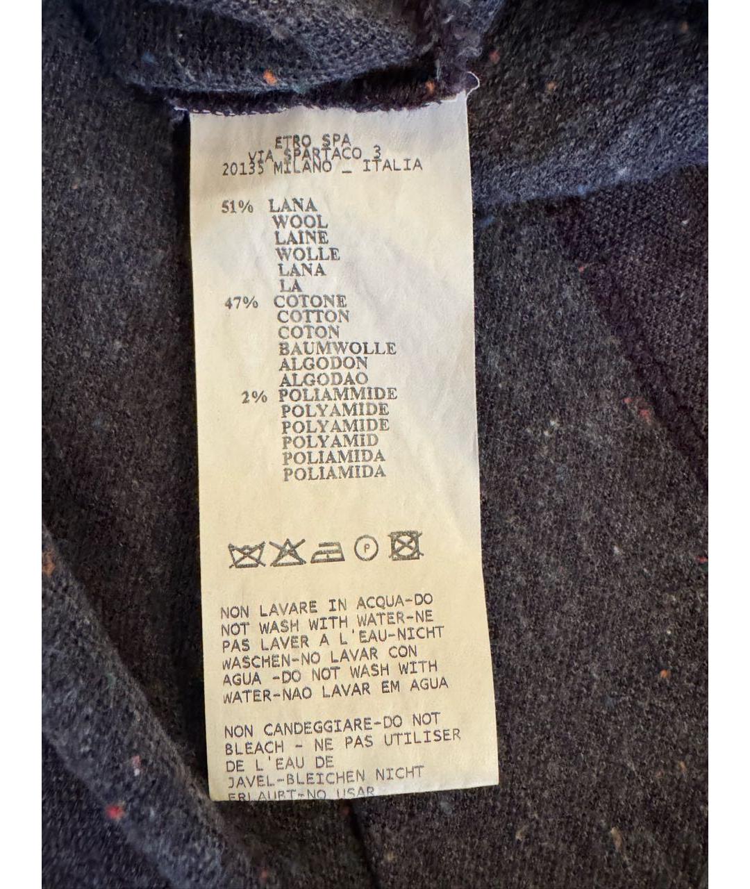 ETRO Фиолетовое хлопко-шерстяное поло с длинным рукавом, фото 5