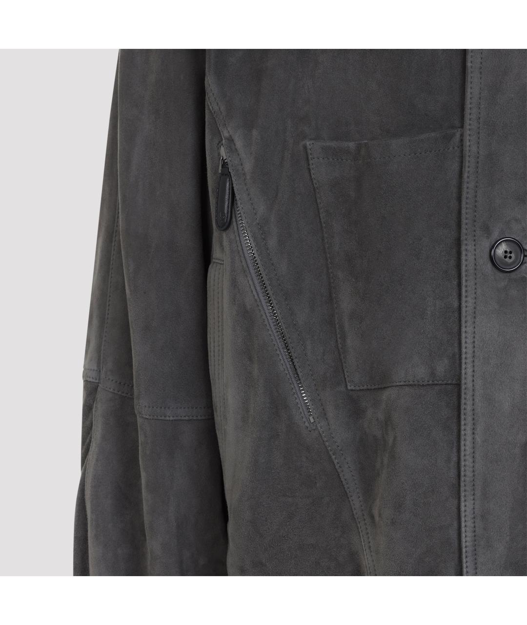GIORGIO ARMANI Серая кожаная куртка, фото 4