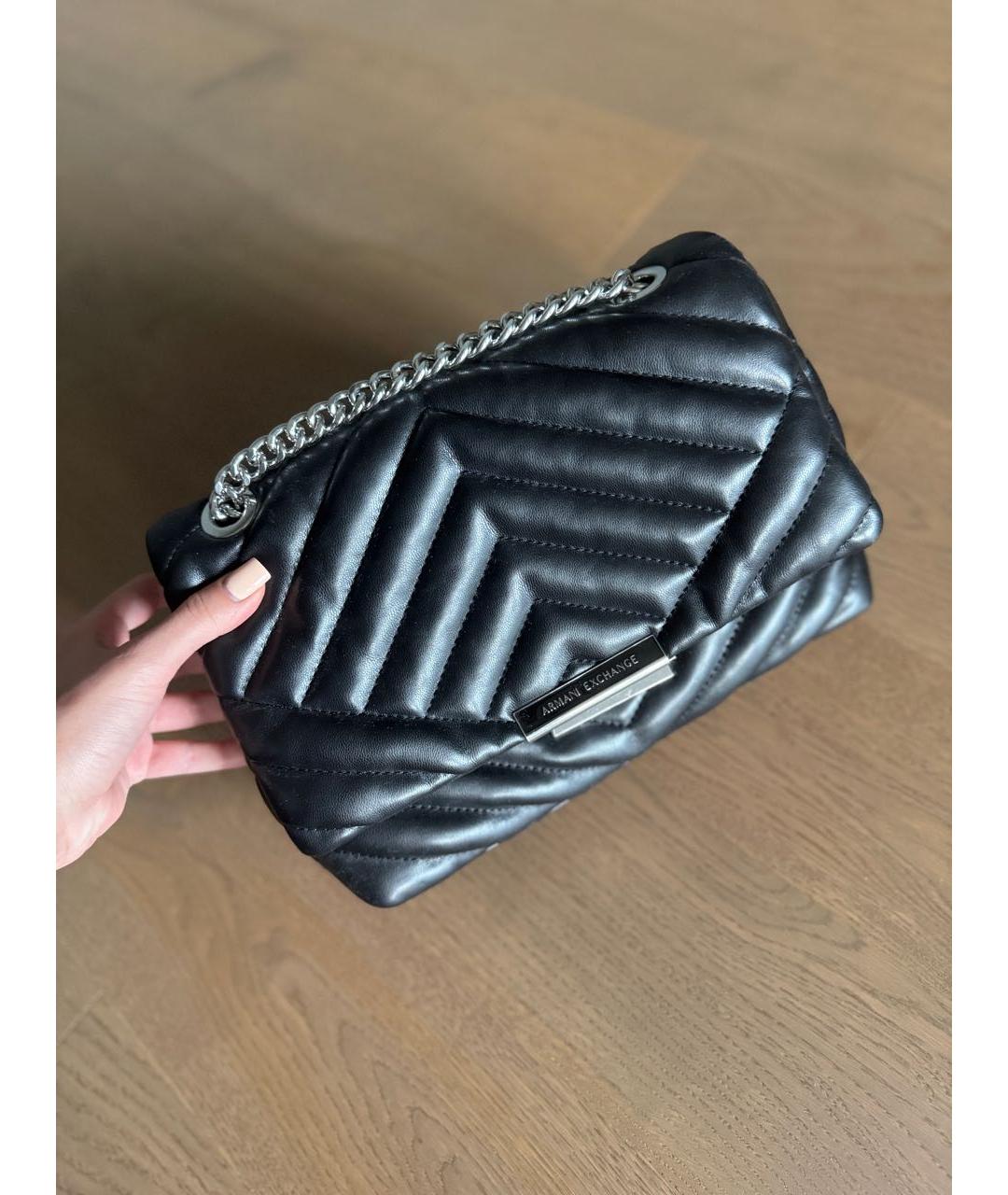 ARMANI EXCHANGE Черная сумка через плечо из искусственной кожи, фото 7