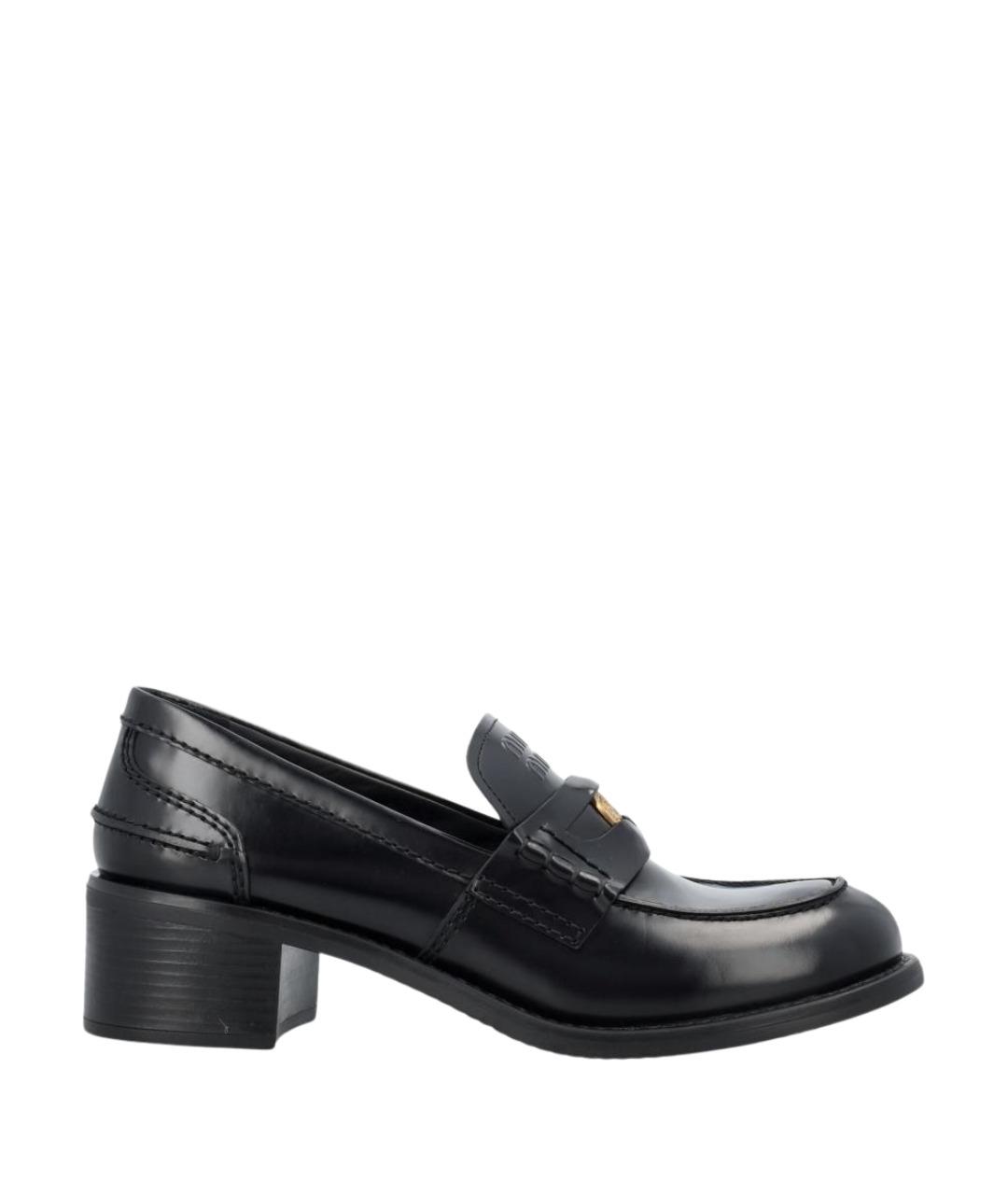 MIU MIU Черные кожаные лоферы, фото 1