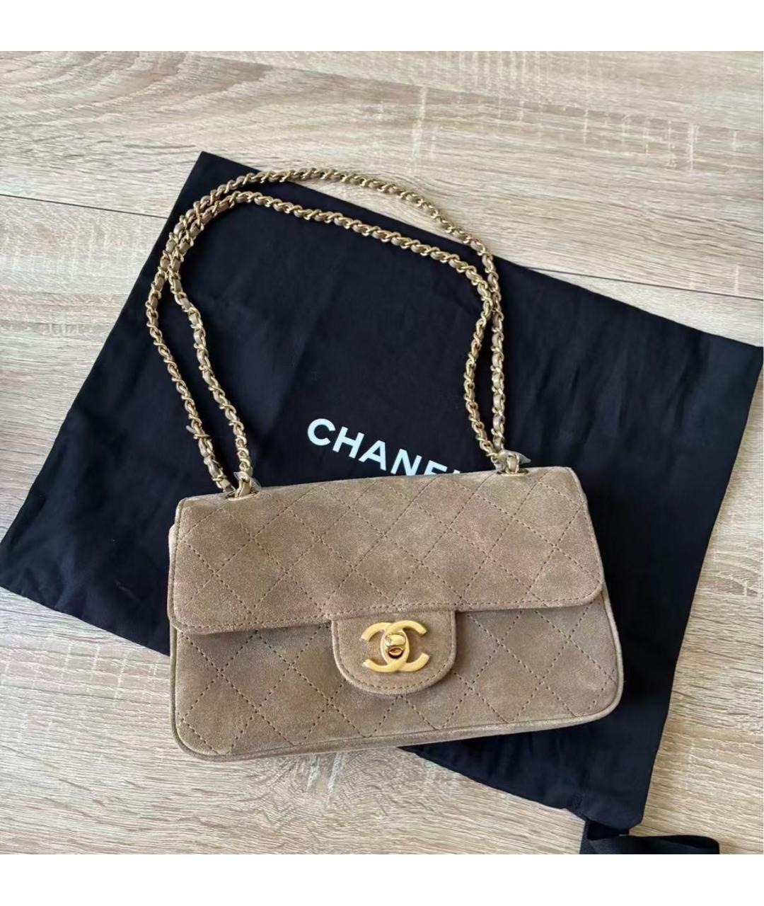 CHANEL Коричневая замшевая сумка через плечо, фото 7