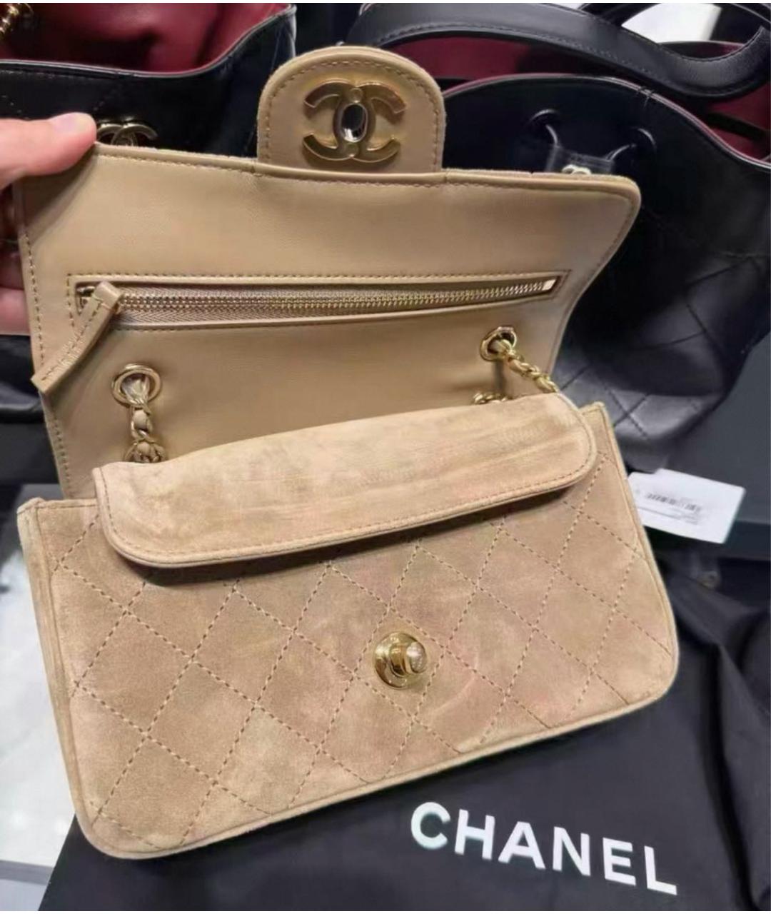 CHANEL Коричневая замшевая сумка через плечо, фото 4