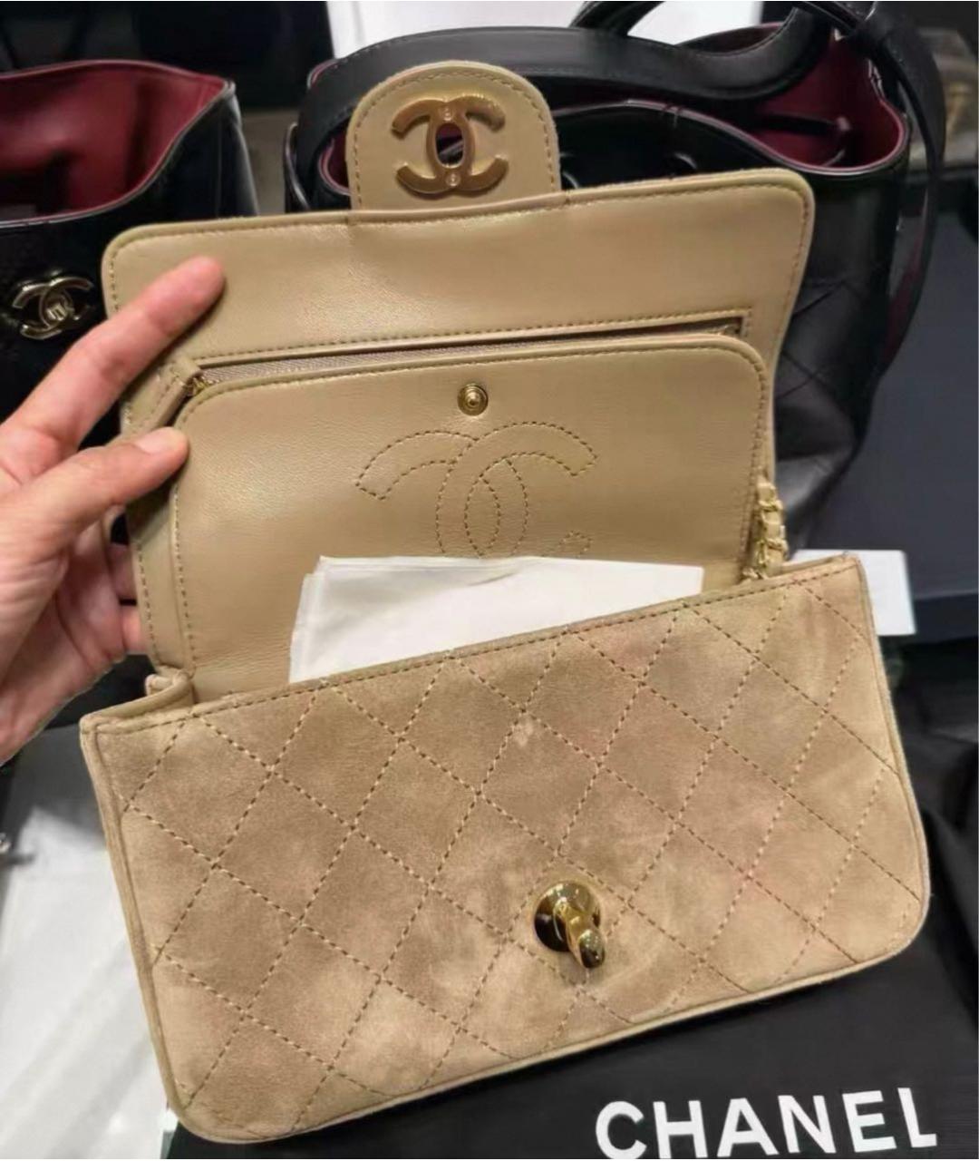 CHANEL Коричневая замшевая сумка через плечо, фото 5