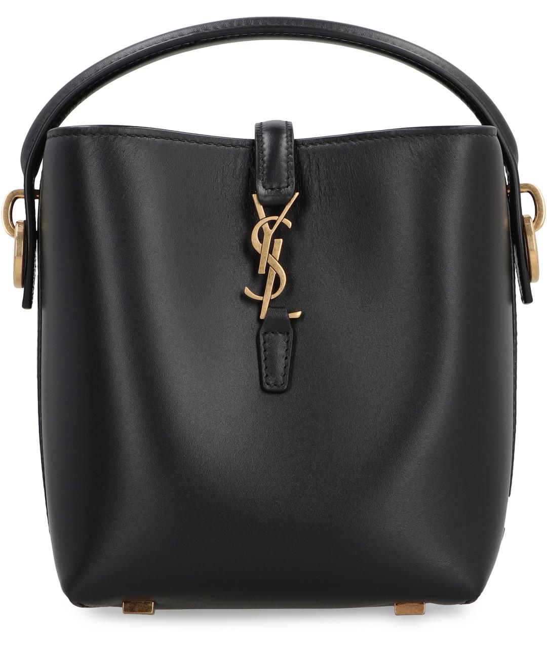 SAINT LAURENT Черная кожаная сумка через плечо, фото 2