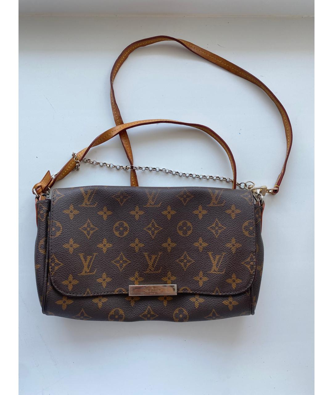 LOUIS VUITTON Коричневая кожаная сумка через плечо, фото 5