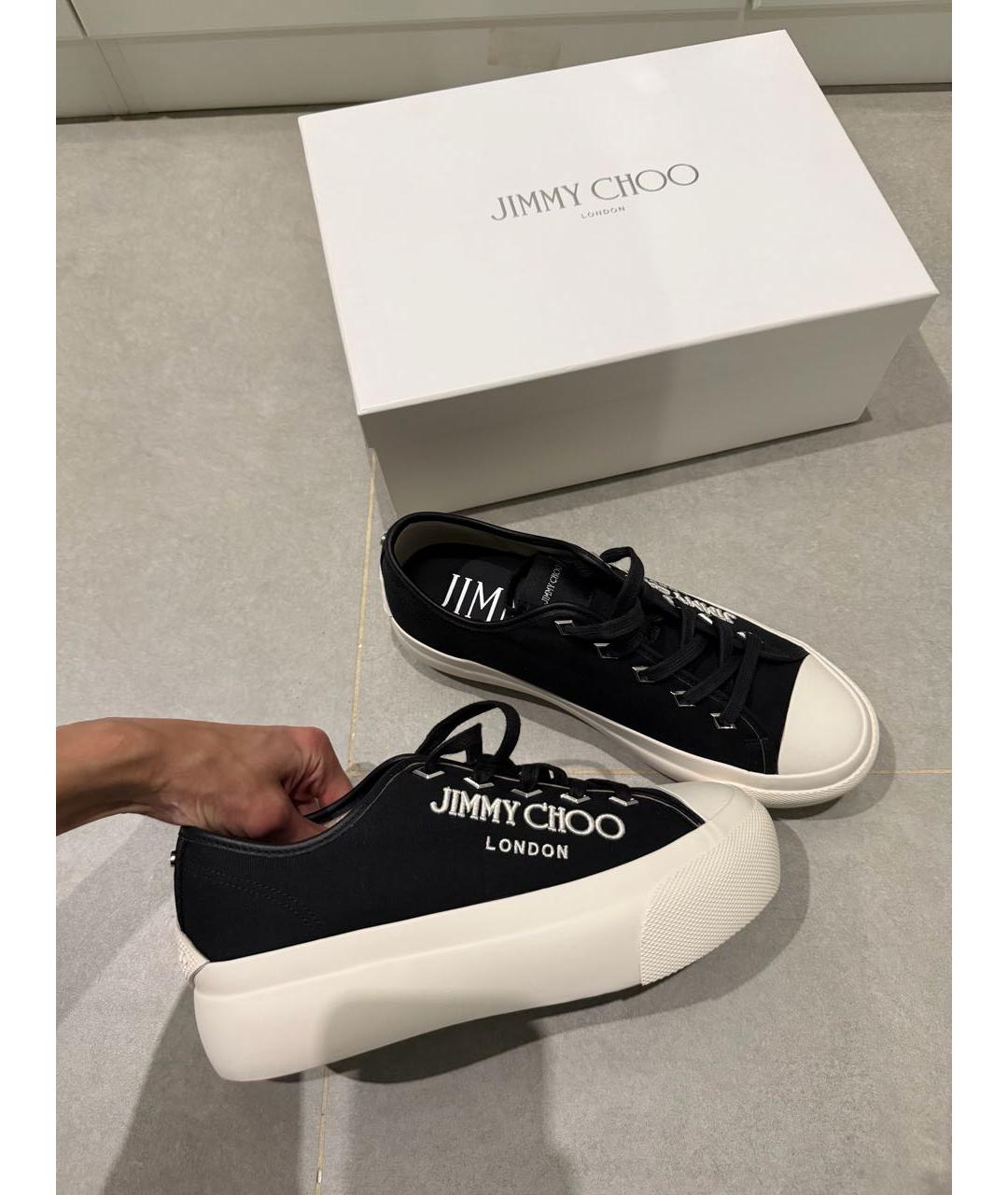 JIMMY CHOO Черные текстильные кеды, фото 5